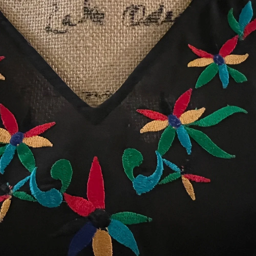 Roja one size black embroidered poncho top - Picture 3 of 5